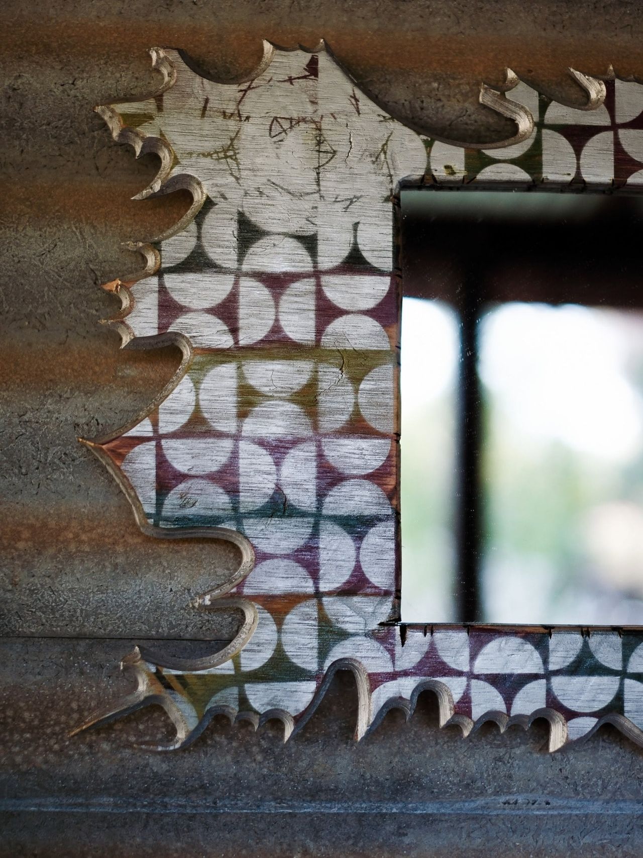 Circle Grid, a handmade mirror