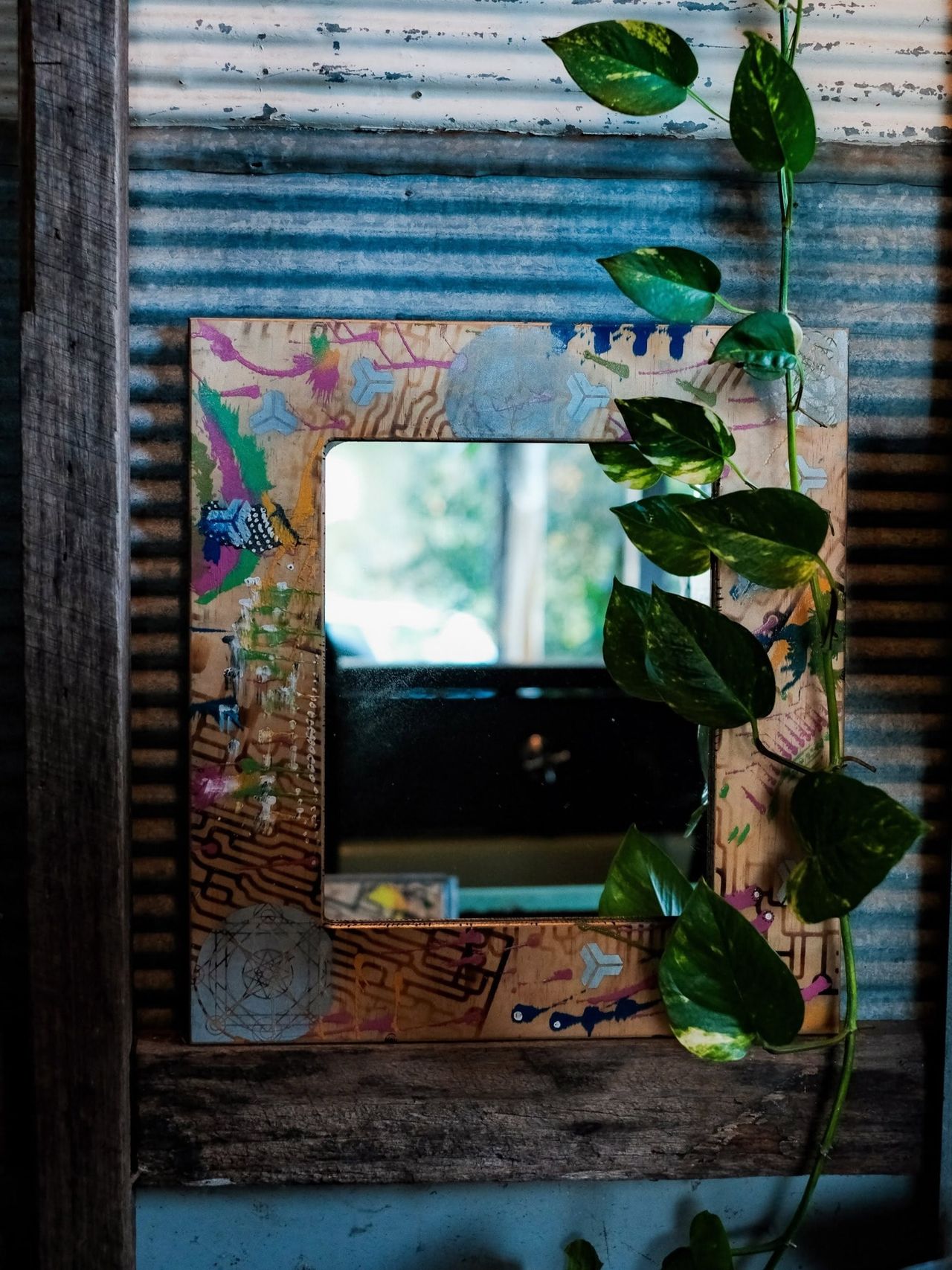 Circuit Bloom, a handmade mirror