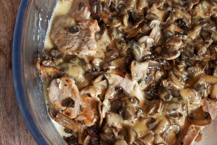 Mørbradbøffer og champignon a la creme