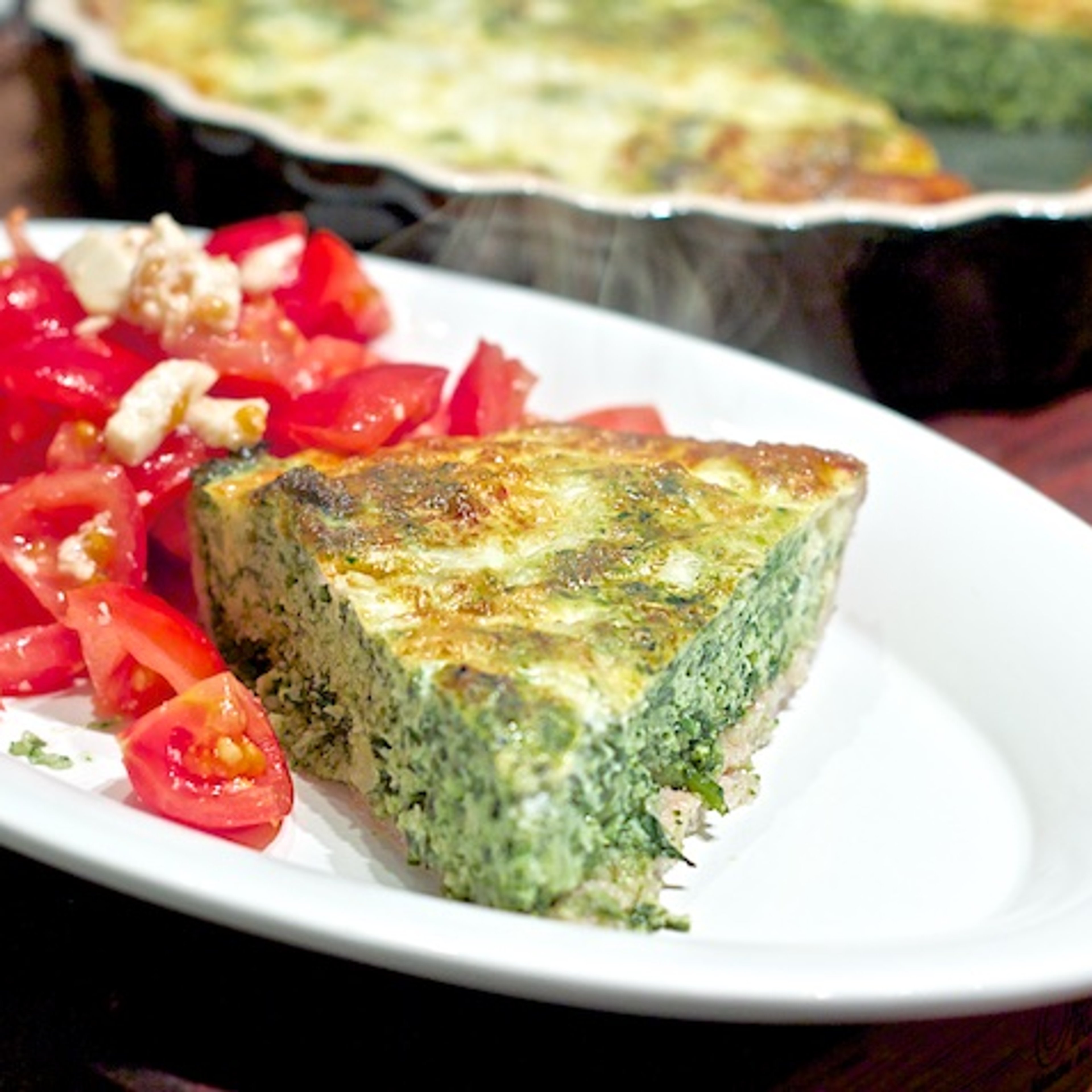 Kyllingetærte med broccoli og spinat