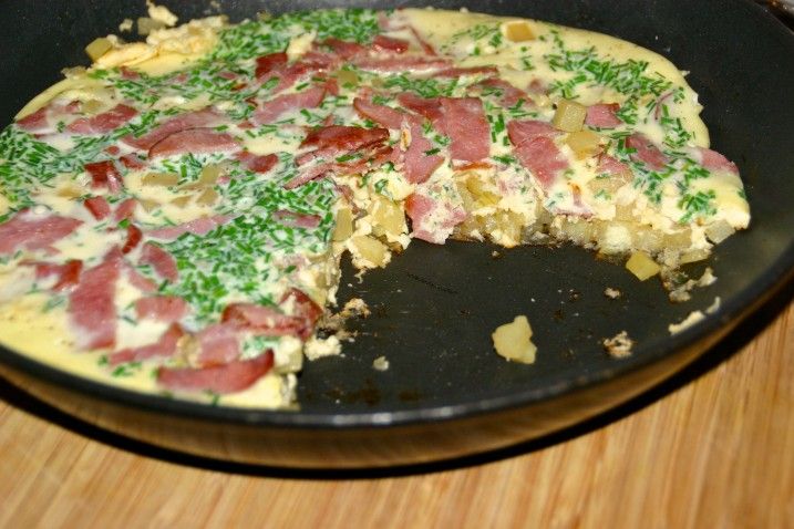 Kartoffel-æggekage med kalkunbacon