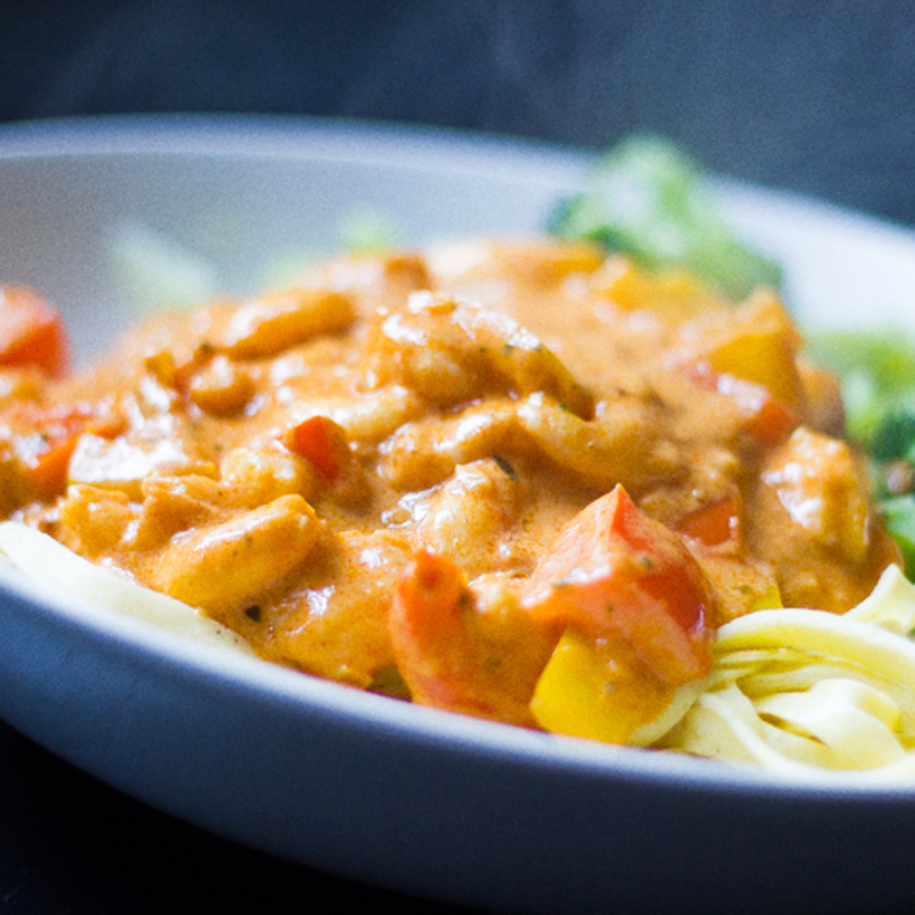 Pasta med spicy rejesauce