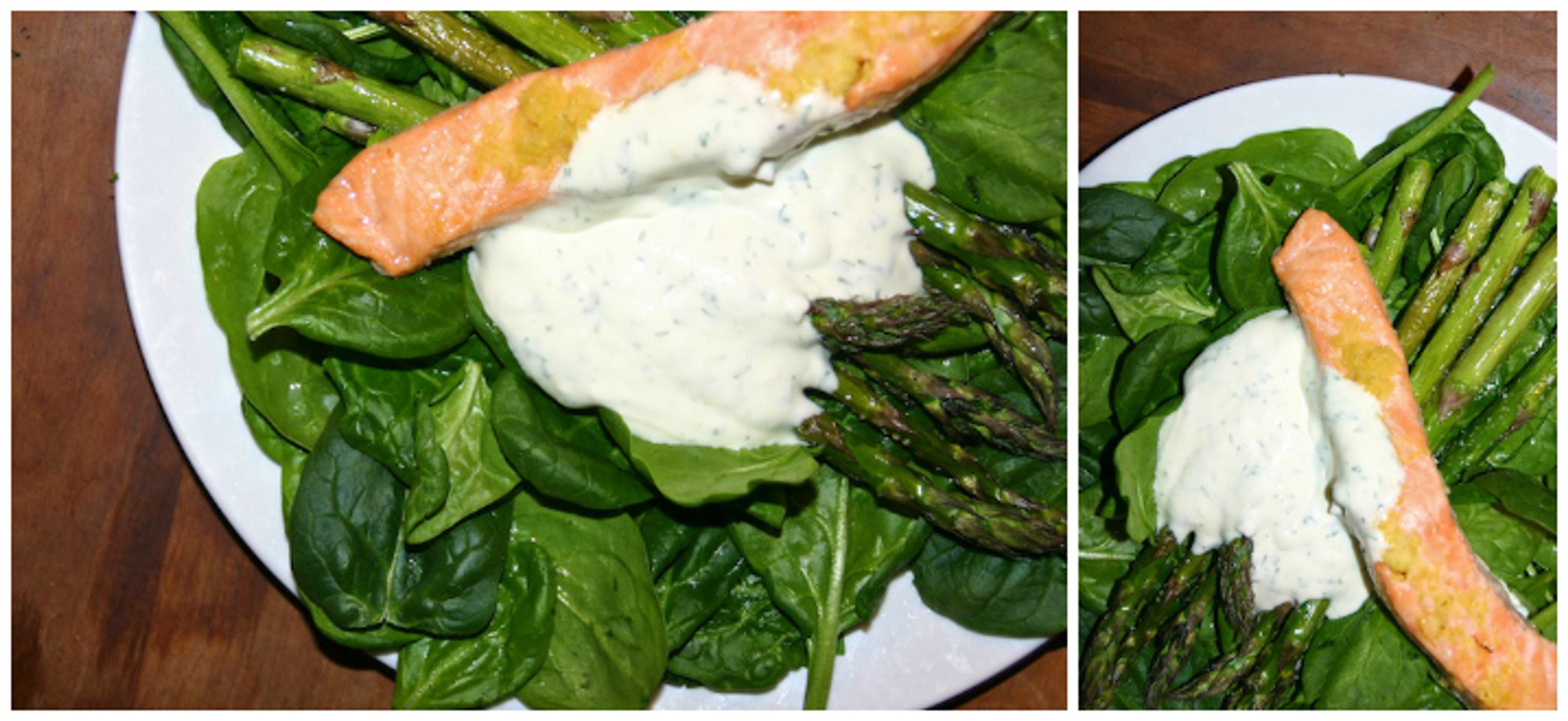 Laks med asparges, spinat og citroncreme