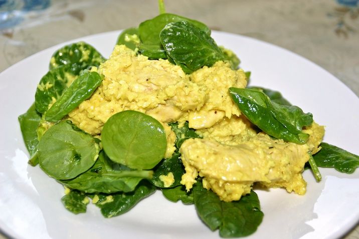 Kokos- og cashewkylling med spinat