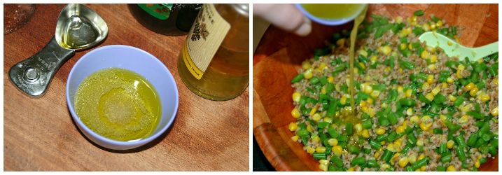 Speltsalat med grønne bønner, friske majs og feta