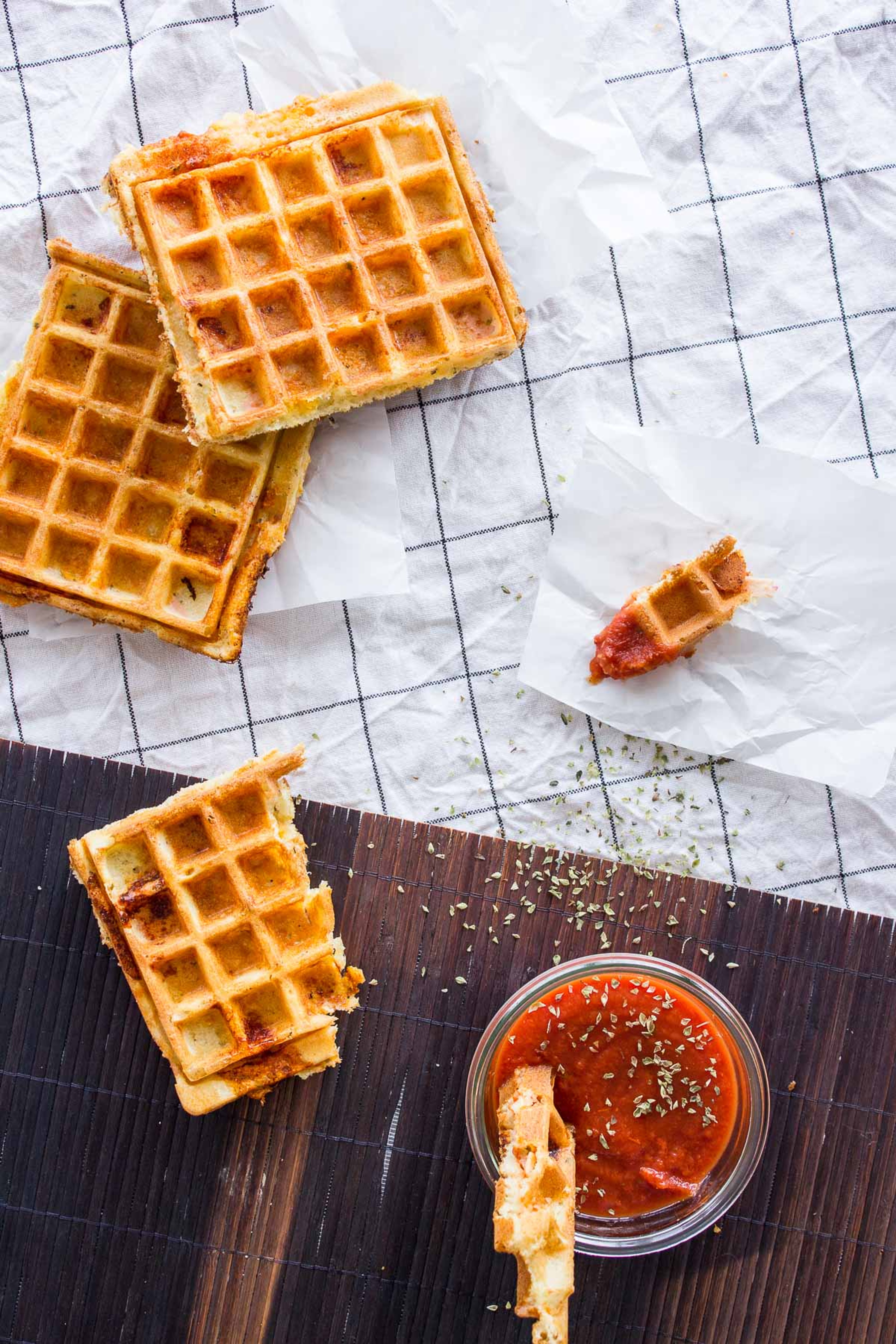Pizzavafler med veggie pålæg