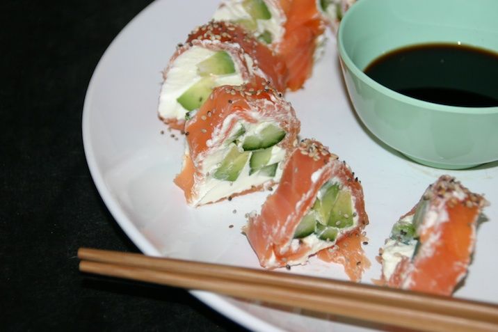 Lakserulle med wasabi (low-carb sushi)