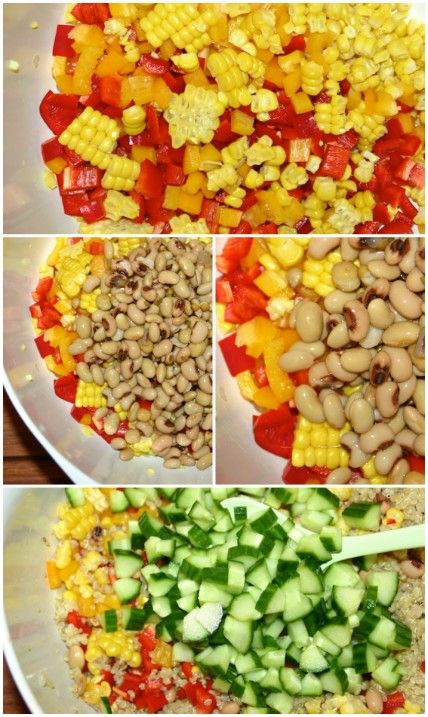 Quinoasalat med ovngrillede friske majs, salatbønner og avocado