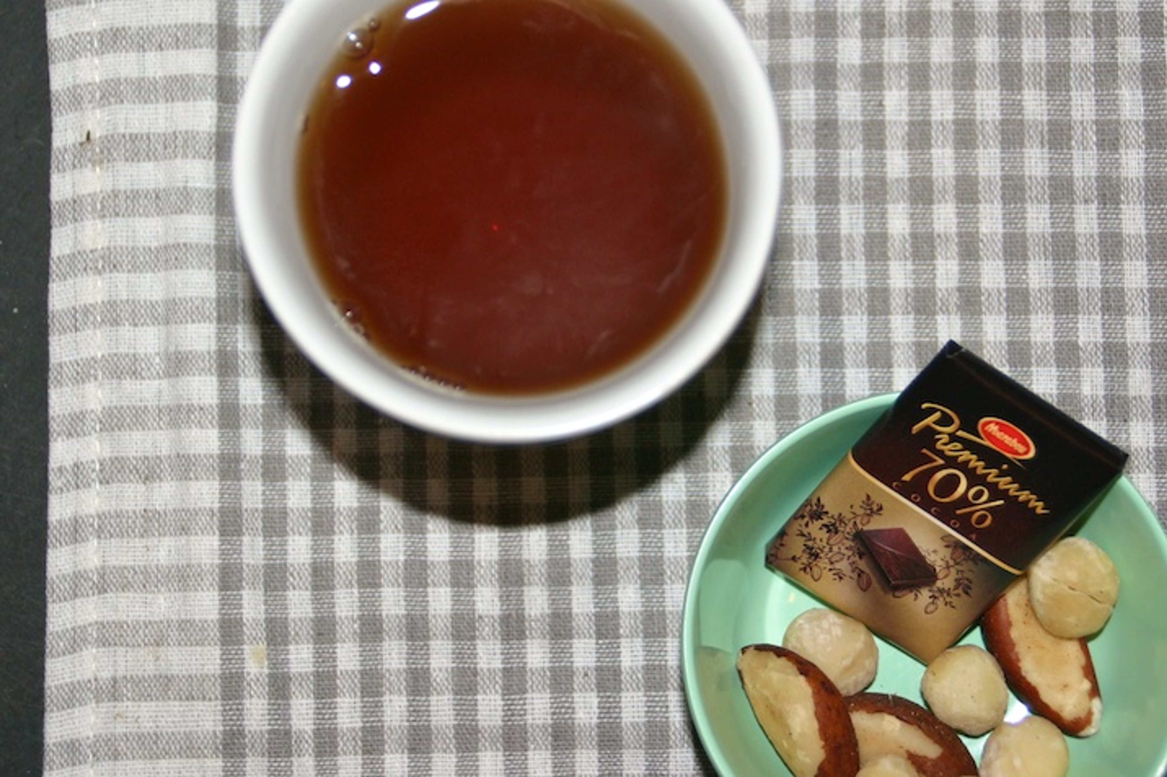 Nødder, chokolade og te