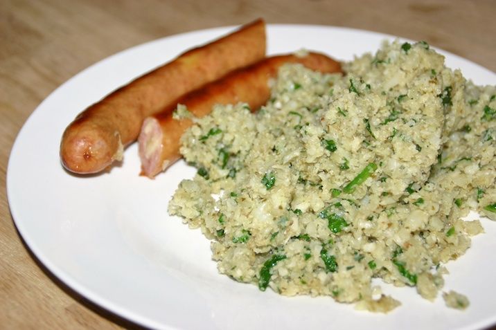 Blomkålsris med pesto og spinat