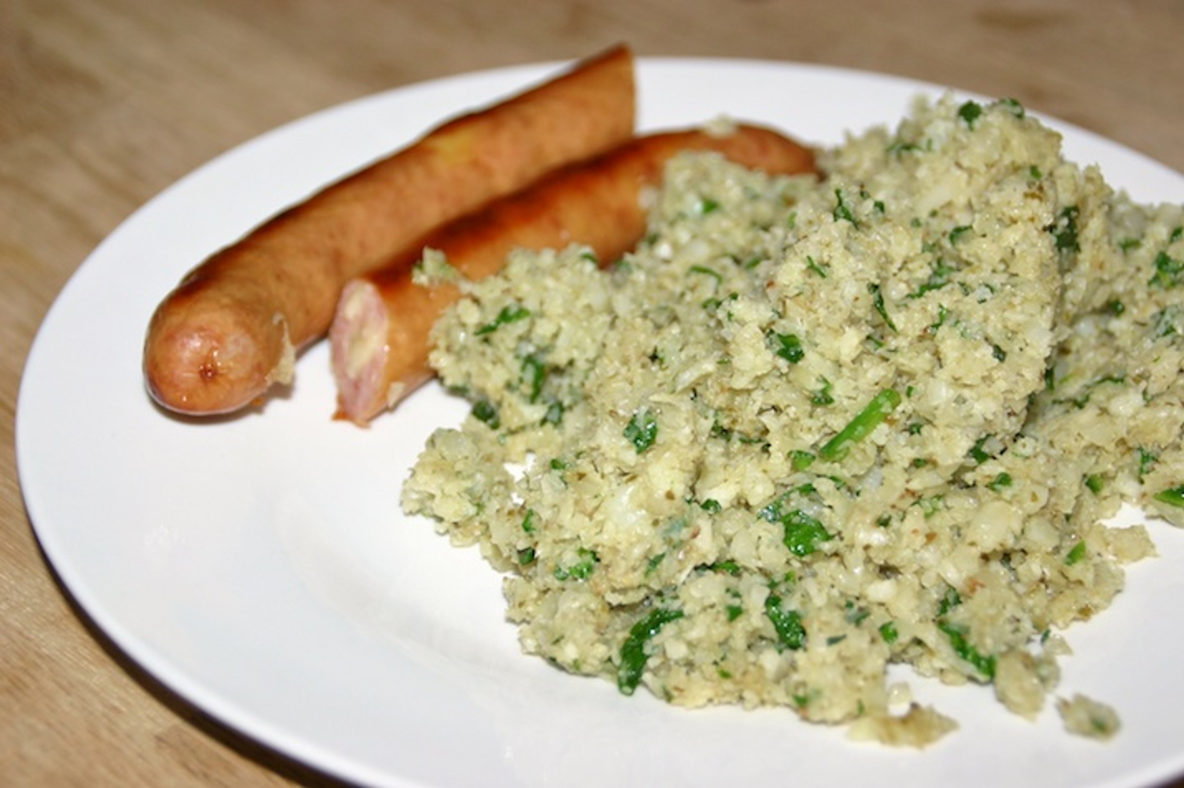 Blomkålsris med pesto og spinat