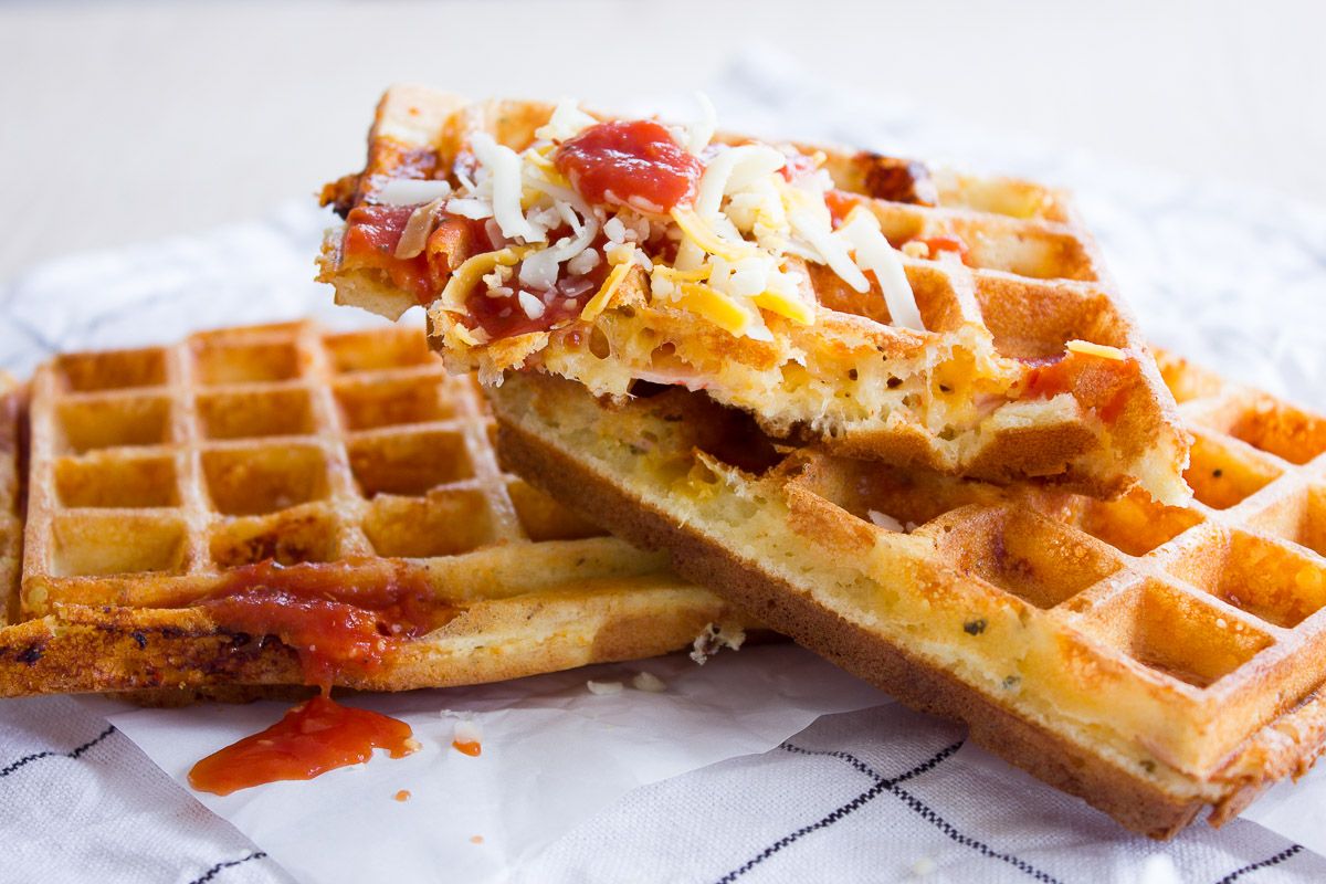 Pizzavafler med veggie pålæg