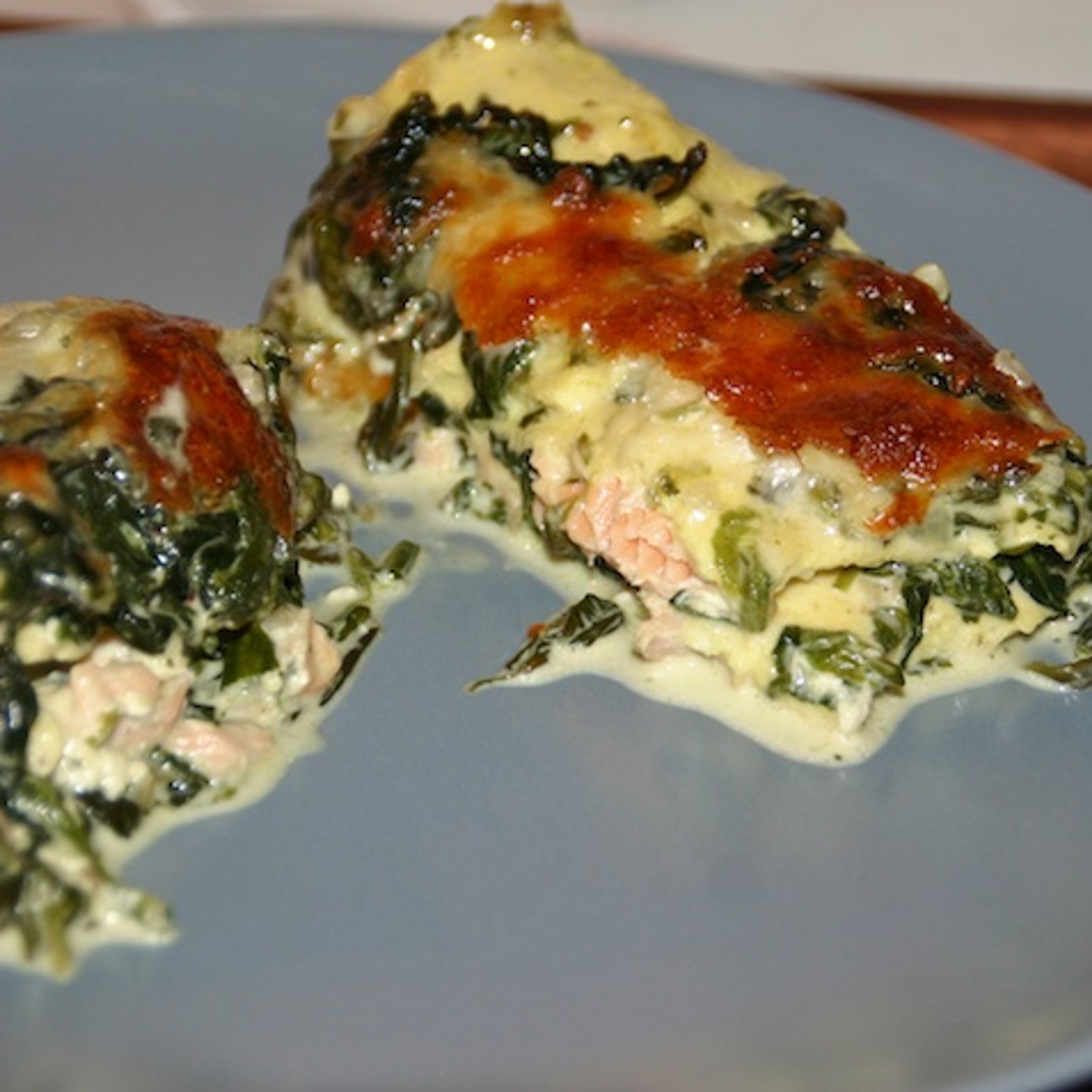 Lakse- og spinatlasagne med LCHF-pastaplader