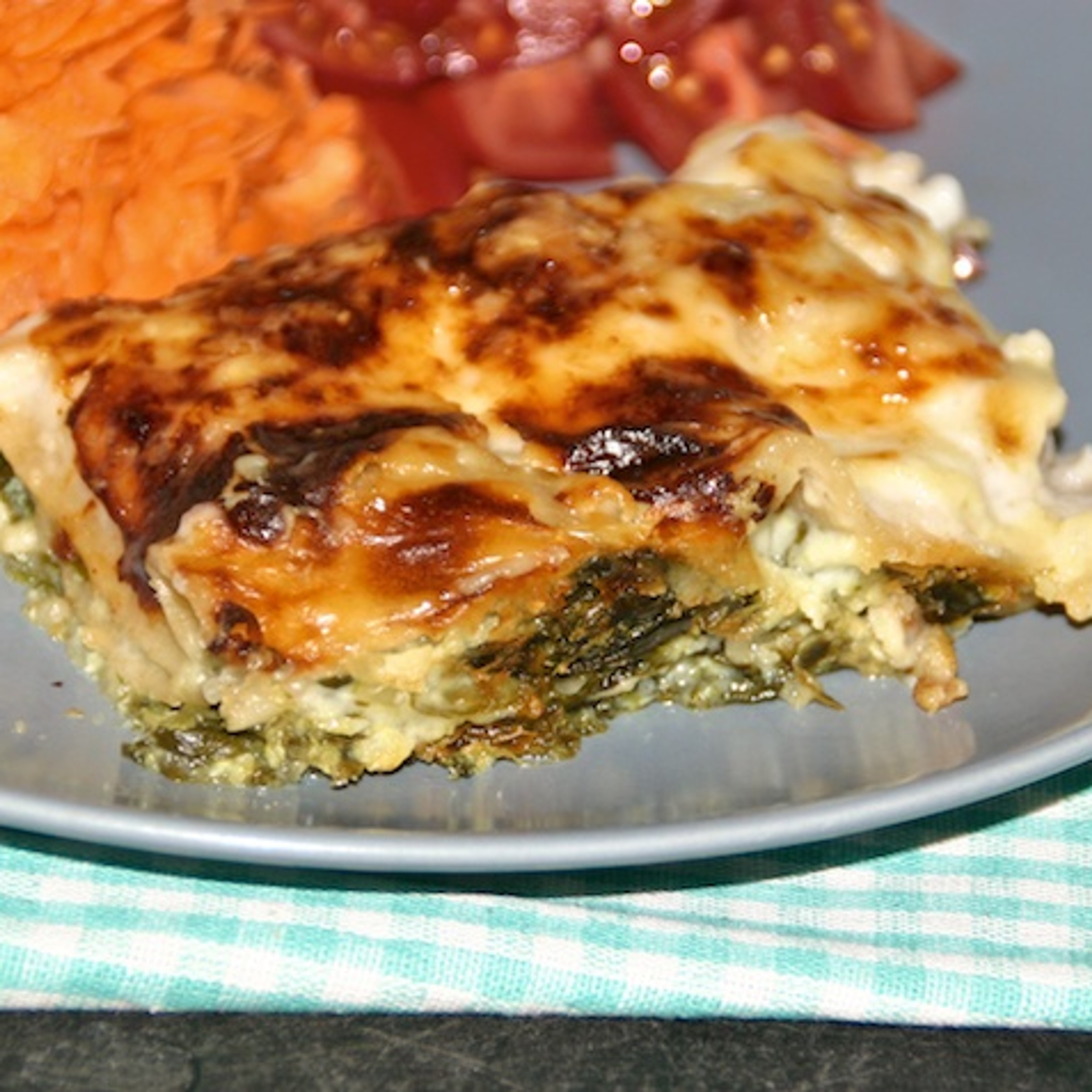 Spinatlasagne med tre slags ost