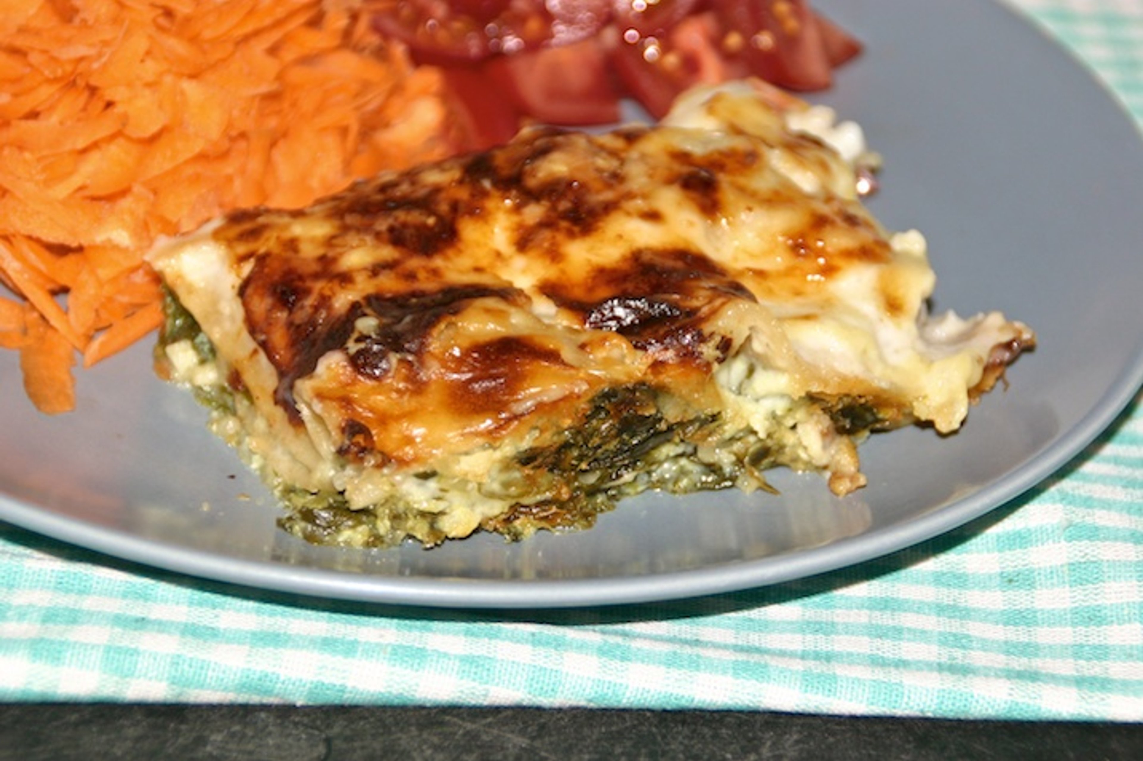 Spinatlasagne med tre slags ost