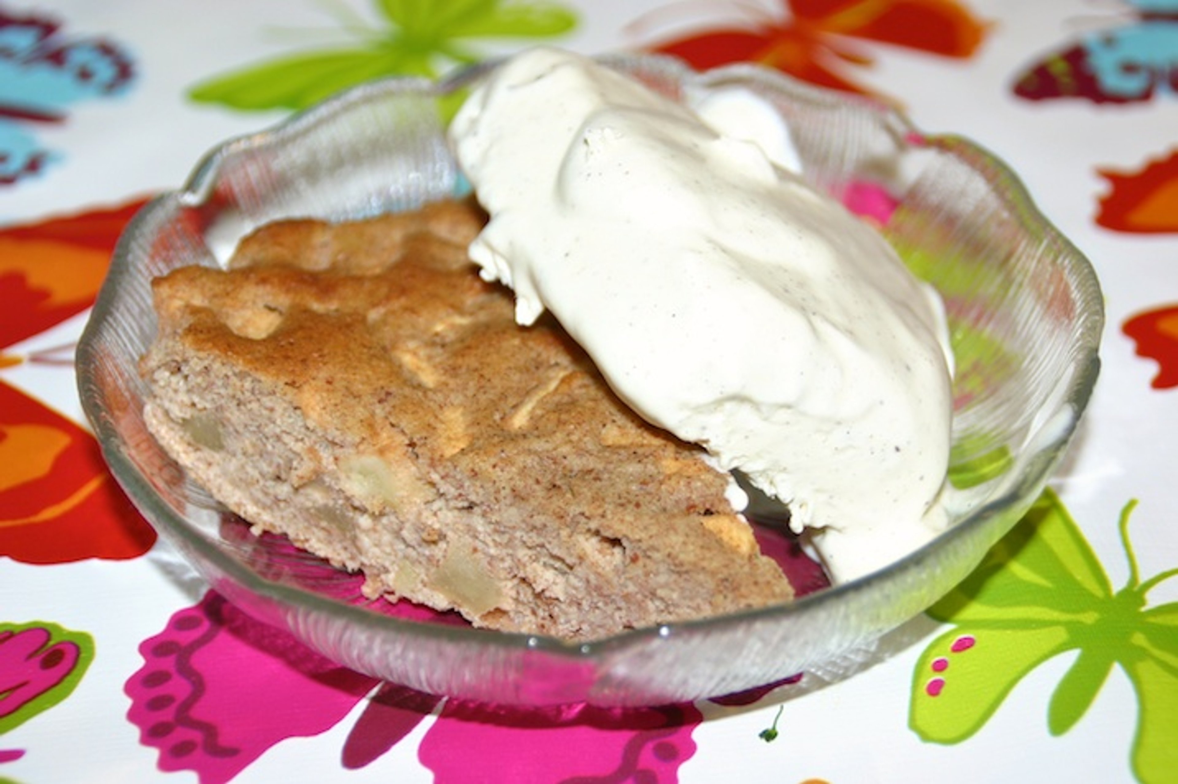 Æblekage og hjemmelavet vanilleis (begge dele uden sukker og mel)