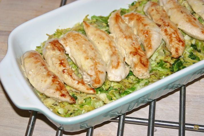 Ostegratineret kylling med savoykål - i fad