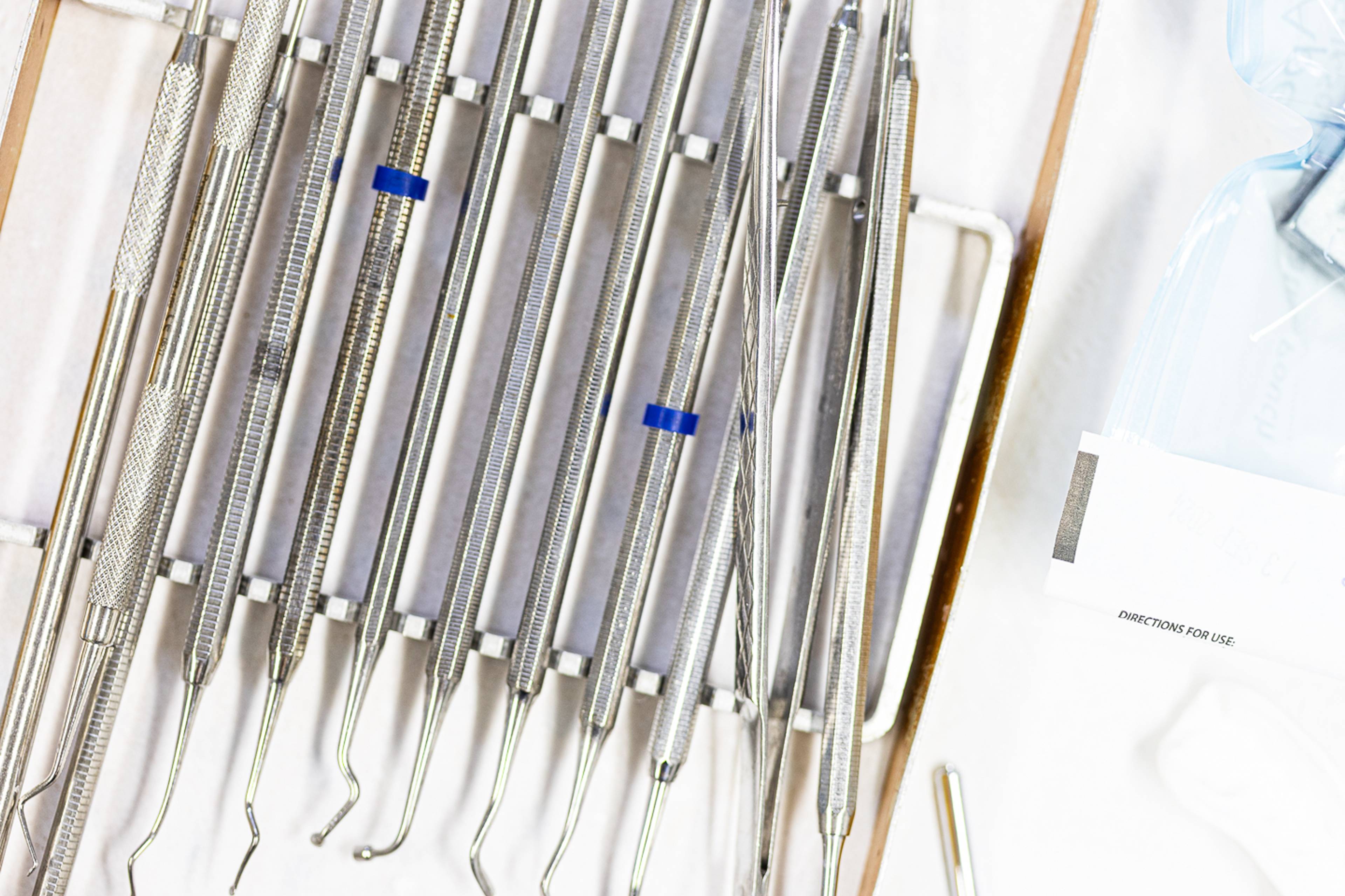 Some dental instruments ready to be used by a dentist