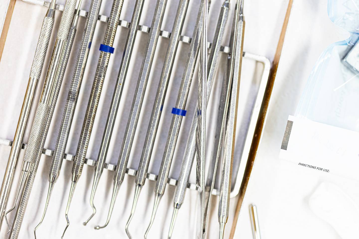 Some dental instruments ready to be used by a dentist