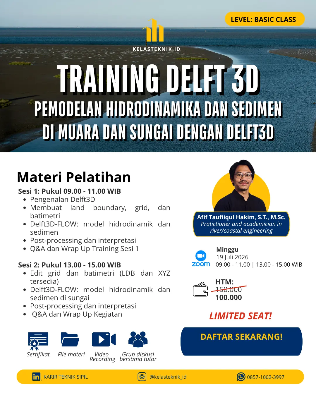 Rekaman training Training Delft3D — Pemodelan Hidrodinamika & Sedimen (Rekaman)