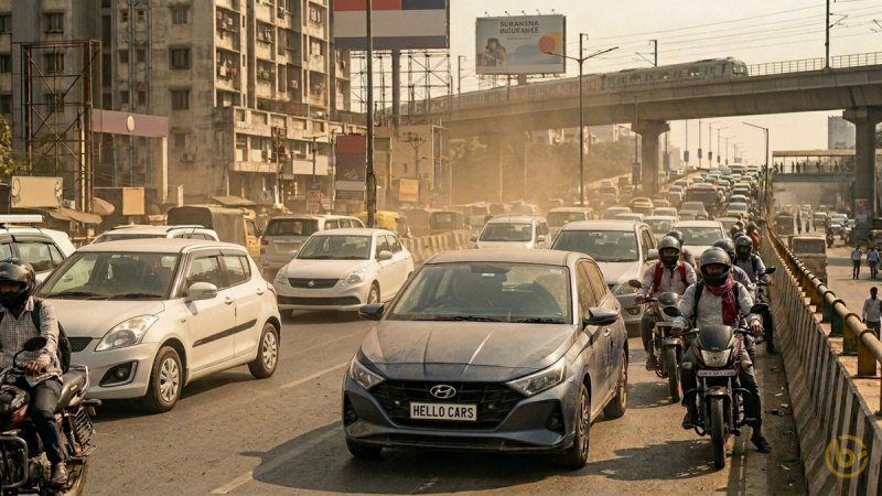 Car in polluted environment