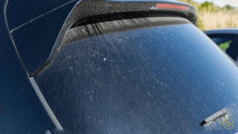 Dusty car close up
