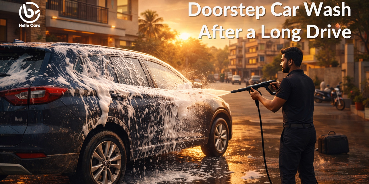 Doorstep car wash after a long drive