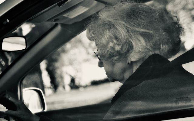 Senior driver behind the wheel of a car