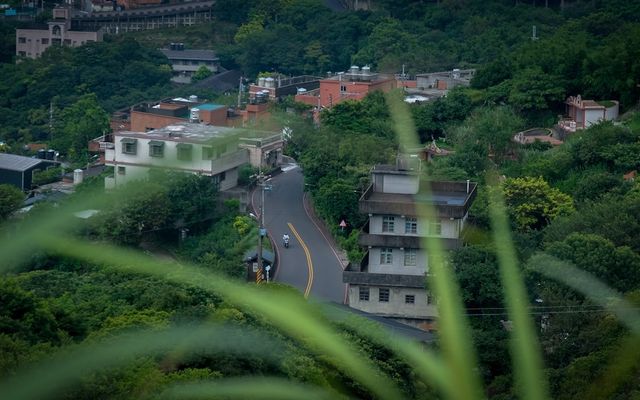 a road with buildings and trees