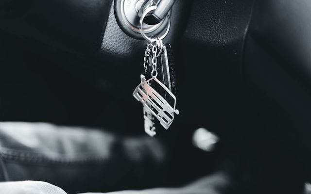 a close up of a car key chain