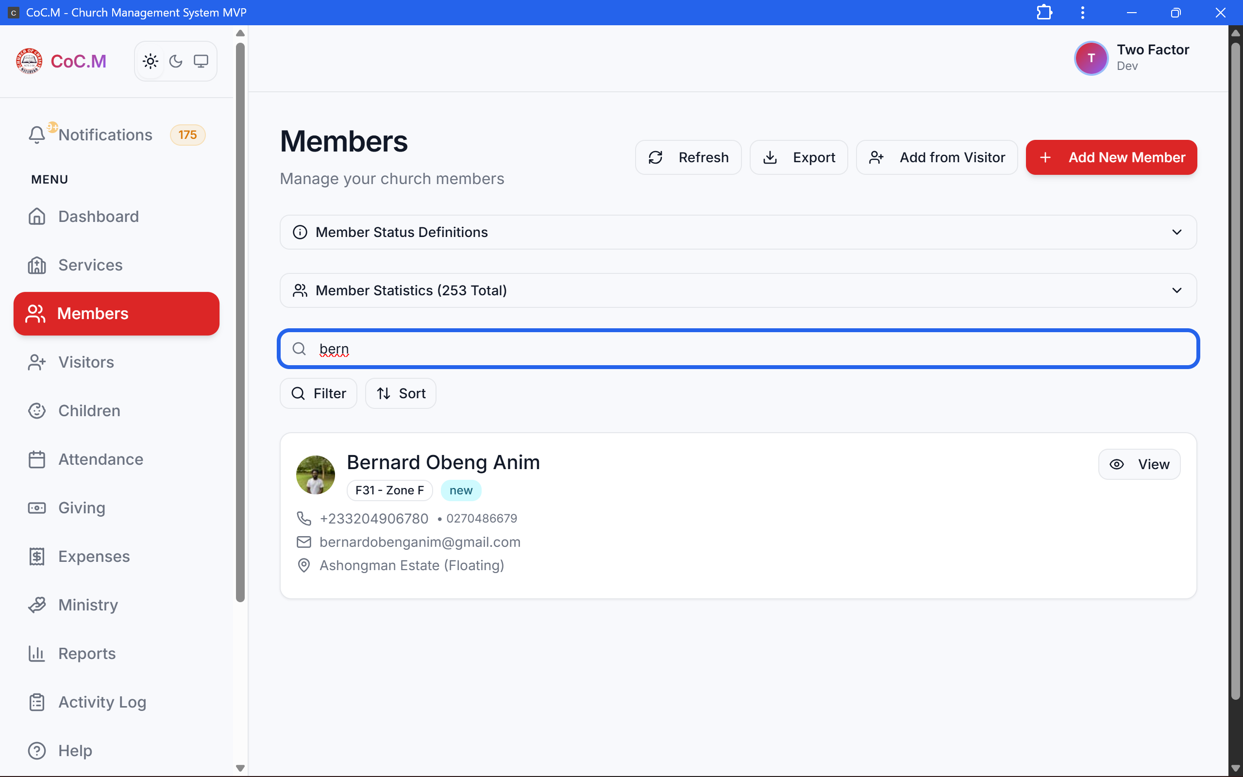 Members Tab