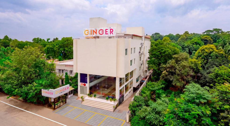 Exterior view of Ginger Bhavnagar, a hotel in Bhavnagar near Takhteshwar Temple on Kalubha Road.