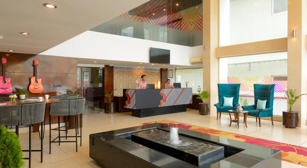 Reception area at Ginger Bhavnagar, Kalubha Road.
