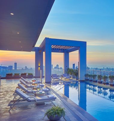 Luxury Rooftop Hotel Pool Area at Vivanta Navi Mumbai