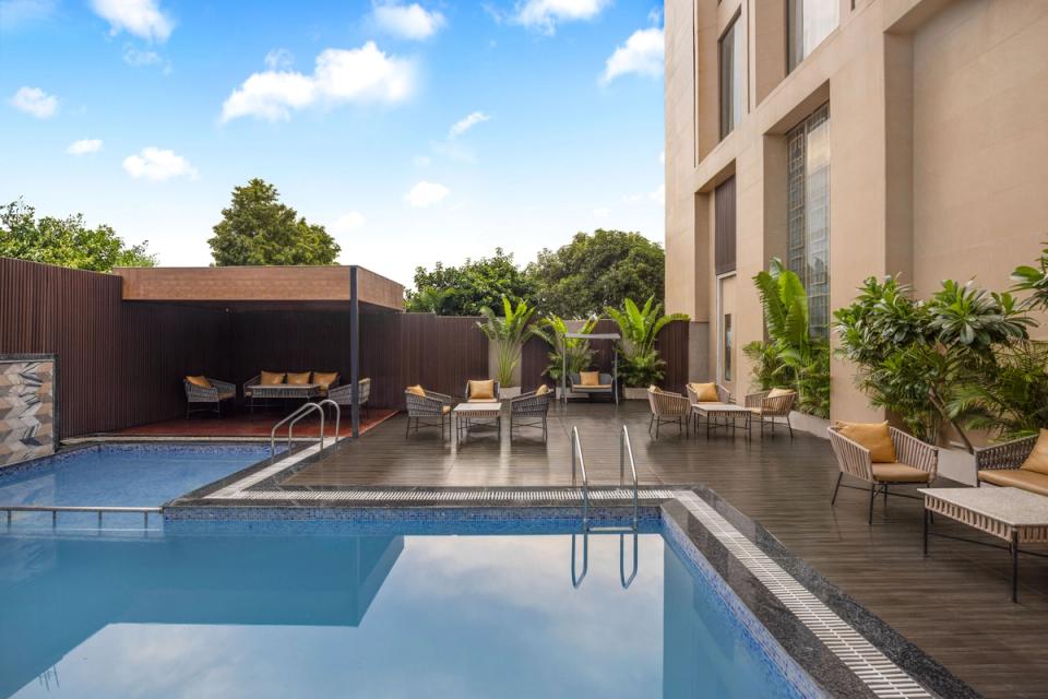 Swimming pool area at Ginger Etawah, Gwalior Bypass Road