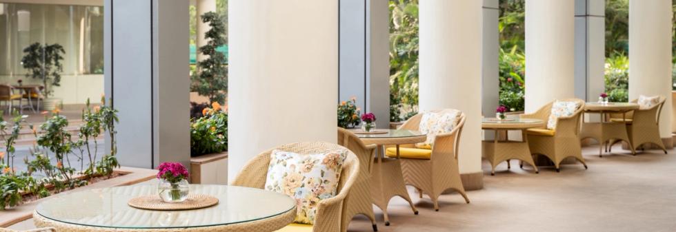 Modern hotel interior with clean décor and warm lights