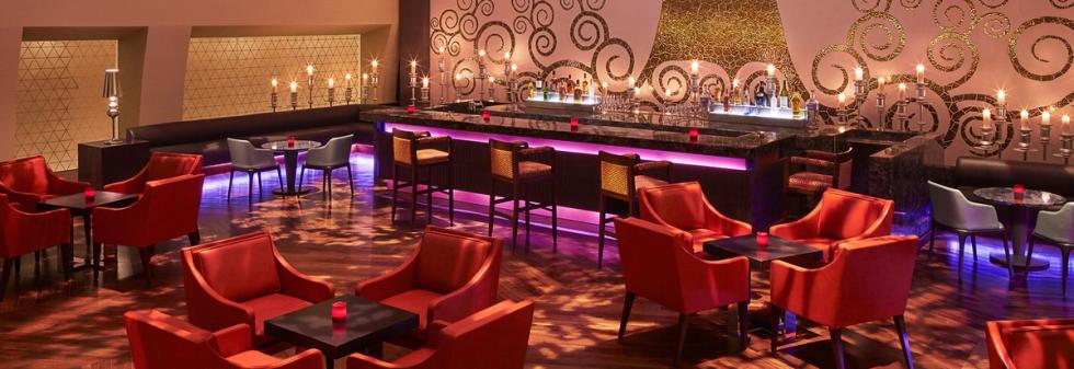 Luxury cocktail lounge with candle lighting
