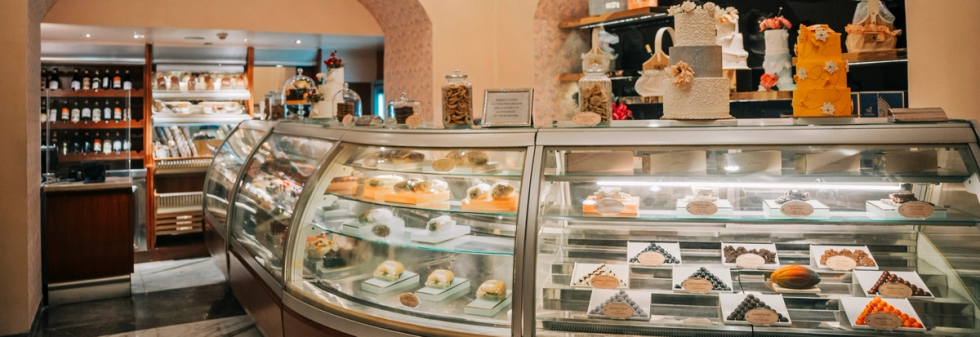 Dessert display with a variety of pastries and sweet treats