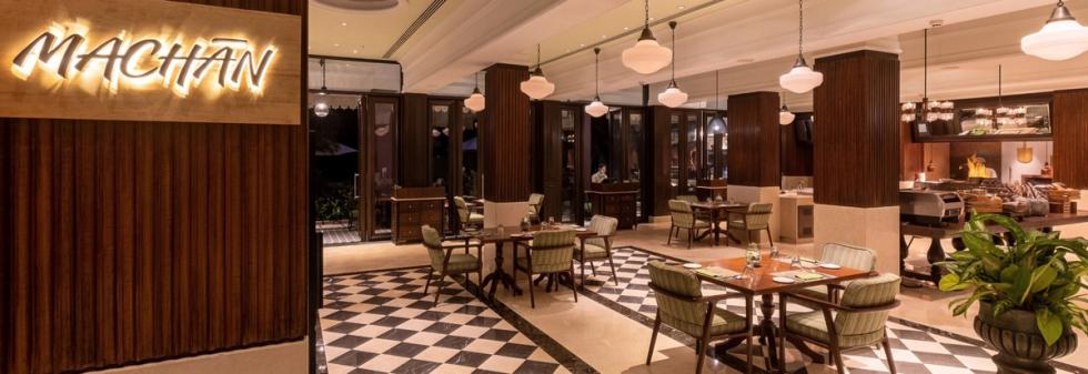 Fine dining restaurant showcasing wooden interiors and neatly set tables