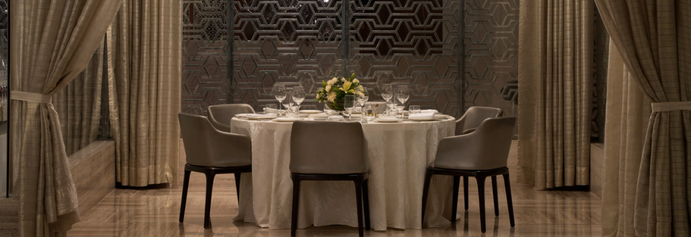 Private dining room with elegant table setting