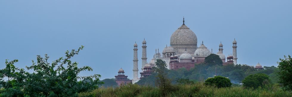 Distant view of the Taj Mahal in Agra.