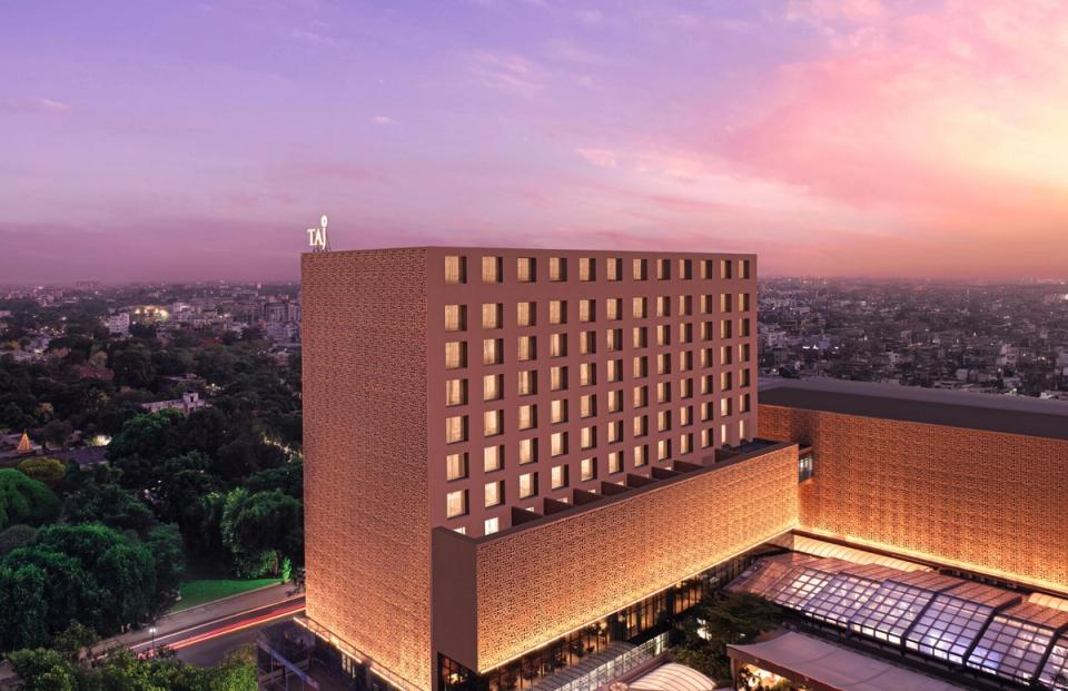 Exterior View of the Taj City Centre Building at Night