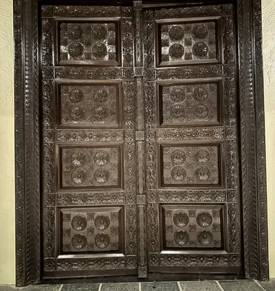 Newari Lobby Door by Local Tharu Villagers - Meghauli Serai, Nepal