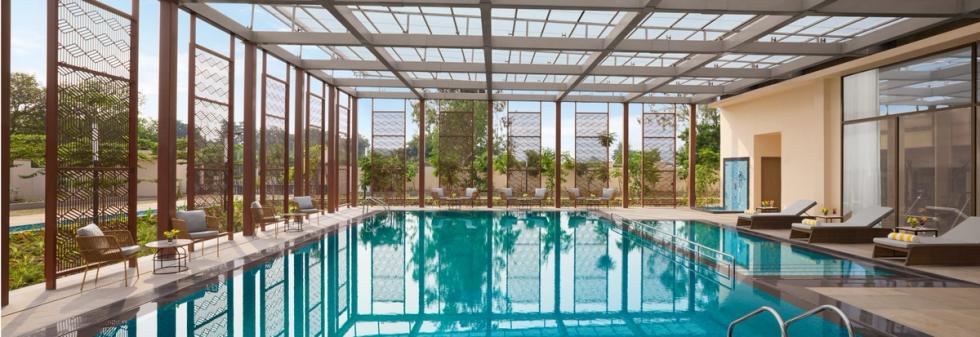 Luxury Rooftop Hotel Pool Area at Vivanta Ekta Nagar 