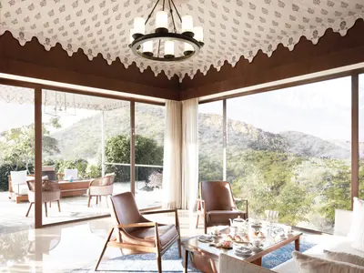 Dining Area with Serenic View at Taj Aravali Resort & Spa