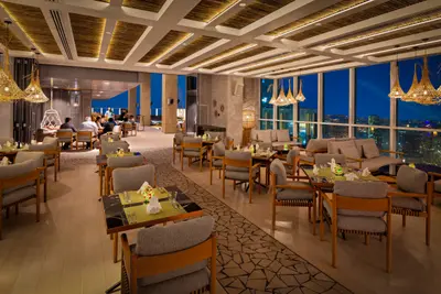 Elegant luxury dining setup at Paros - Taj Jumeirah Lakes Towers