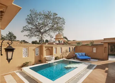 Refreshing poolside scene at Sawai Man Mahal, Jaipur