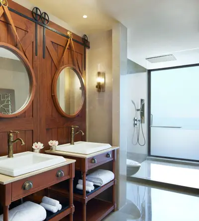 Luxurious Bathroom Experience with Amazing View at Taj Aravali Resort & Spa