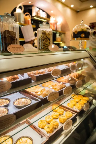 Artisan bread display at La Patisserie