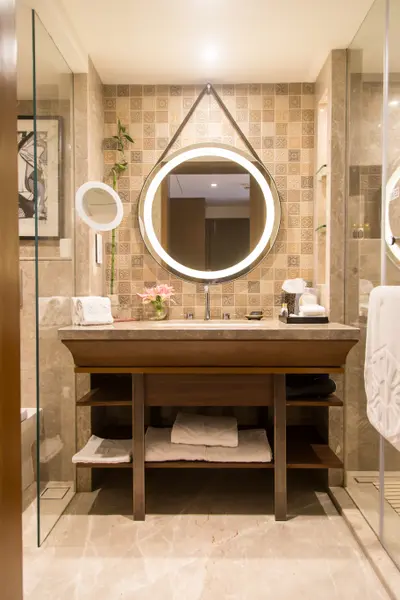 The Soothing ambiance in the bathroom at Taj Bengal, Kolkata